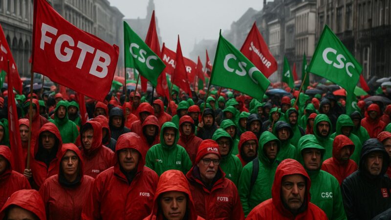 Manifestation syndicale en Belgique
